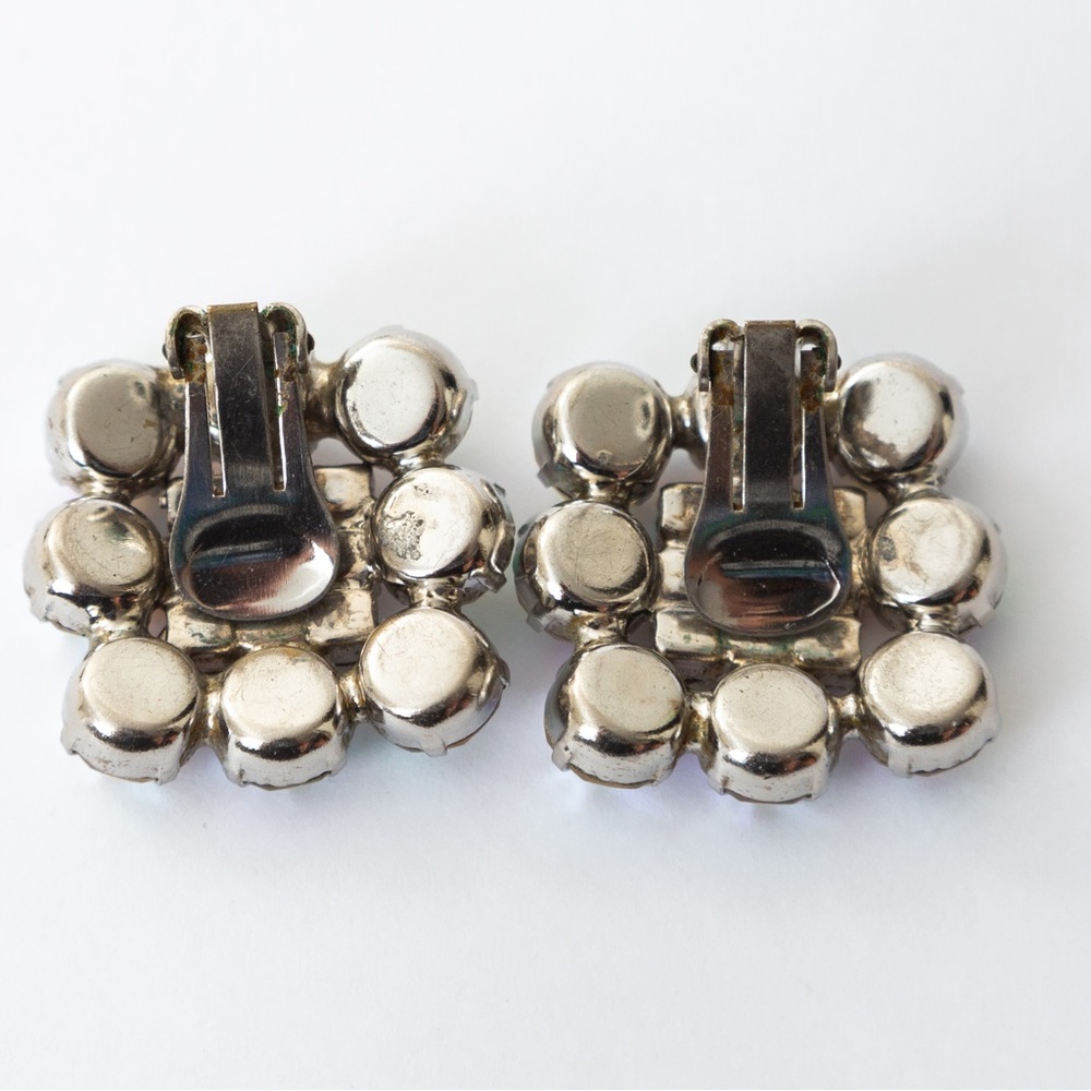 Vintage earrings 80s rhinestone earrings clip on earrings - Picture 9 of 10